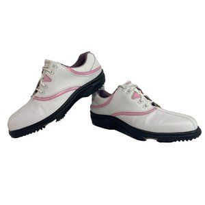 FOOTJOY Golf Shoes w Spikes Womens 10.5 White Pink eComfort Leather Lace 98639